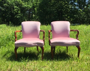 Bubble Gum Pink, Velvet, Wooden, Arm Chair